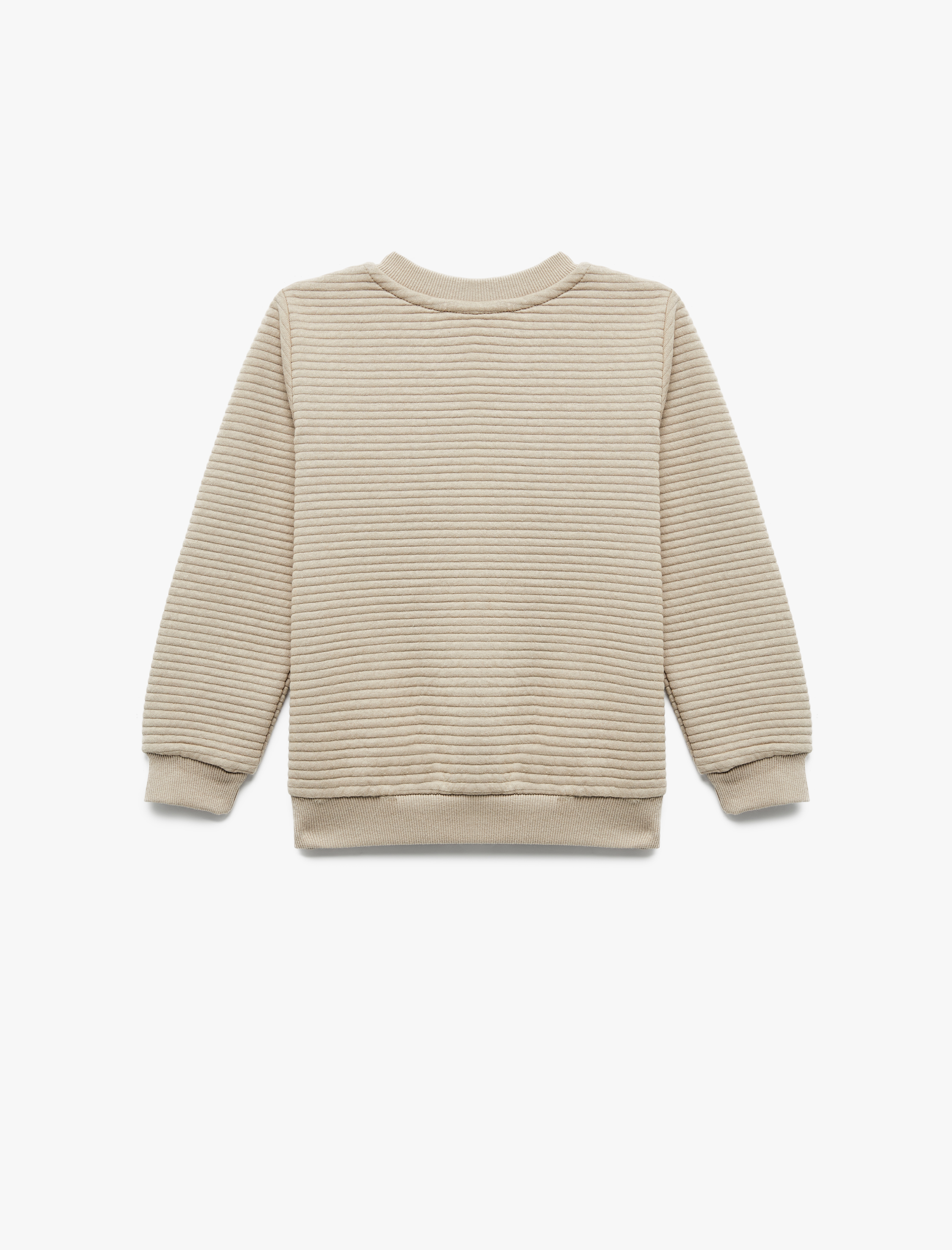 Erkek Bebek Uzun Kollu Bisiklet Yaka Dokulu Pamuklu Sweatshirt