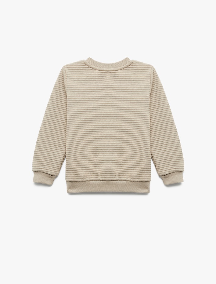 Erkek Bebek Uzun Kollu Bisiklet Yaka Dokulu Pamuklu Sweatshirt