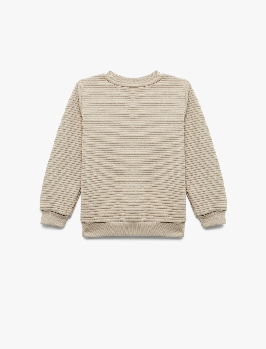  Erkek Bebek Uzun Kollu Bisiklet Yaka Dokulu Pamuklu Sweatshirt