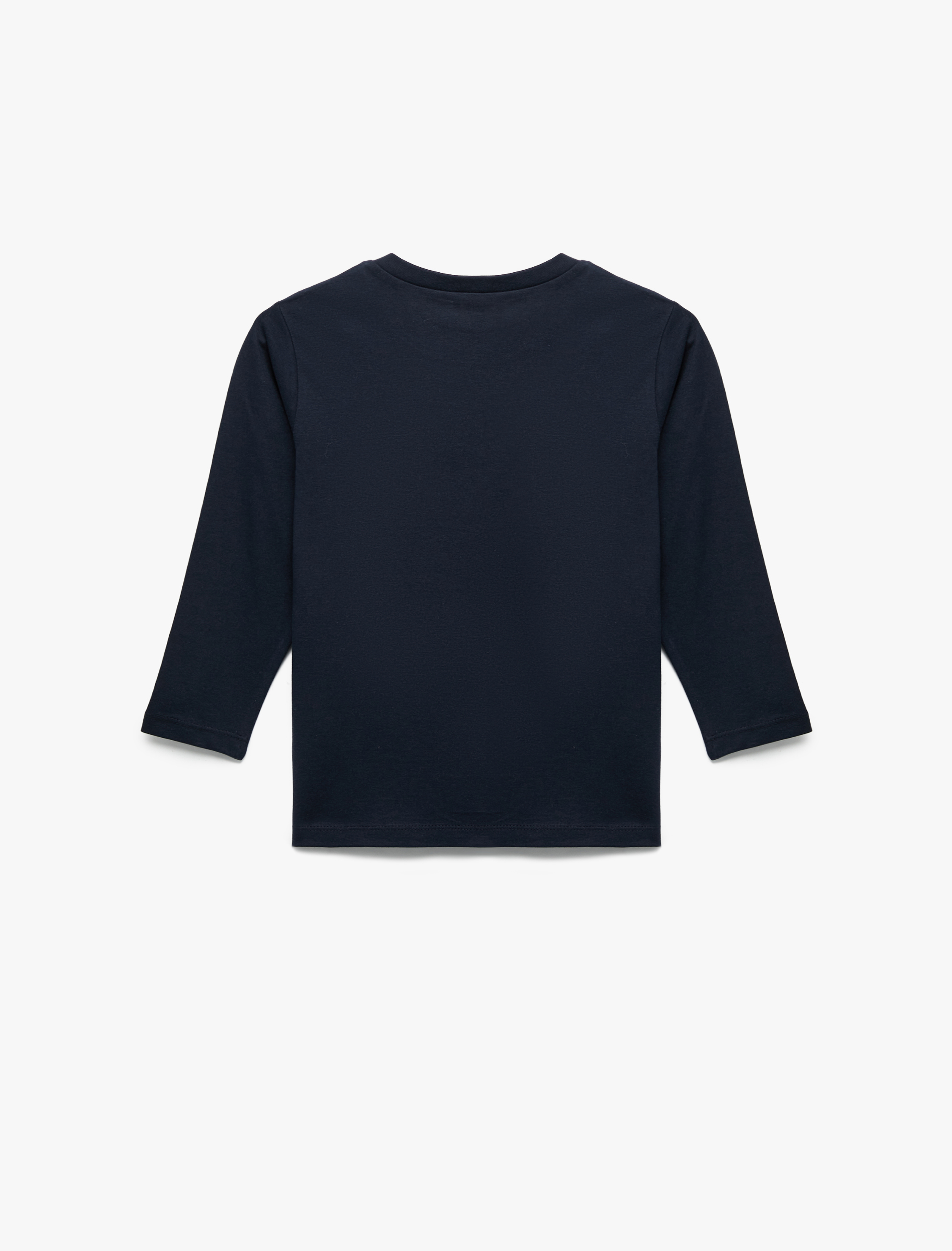  Erkek Çocuk Pamuklu Uzun Kollu Bisiklet Yaka Dinozor Baskılı Tişört