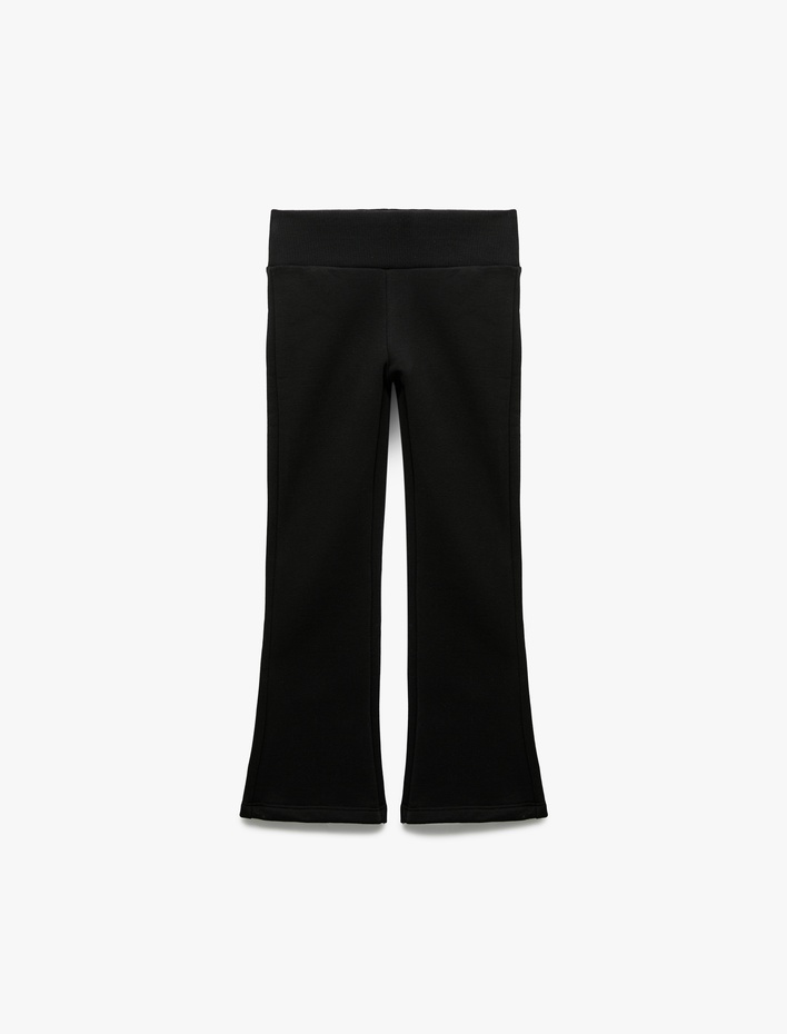 Kız Çocuk Beli Lastikli Şardonlu Basic İspanyol Paça Pantolon