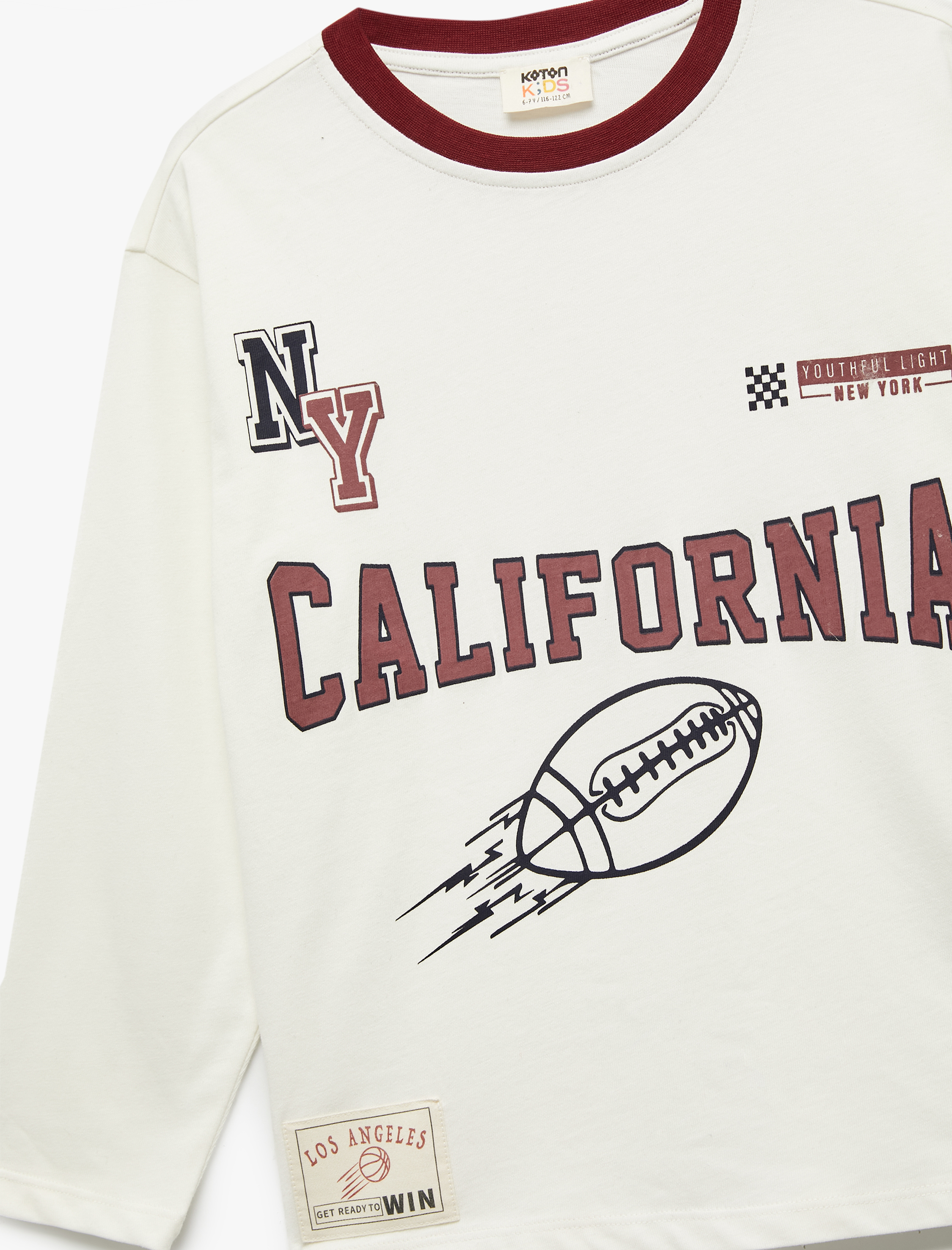  Erkek Çocuk Baskılı Uzun Kollu Bisiklet Yaka Pamuklu Tişört