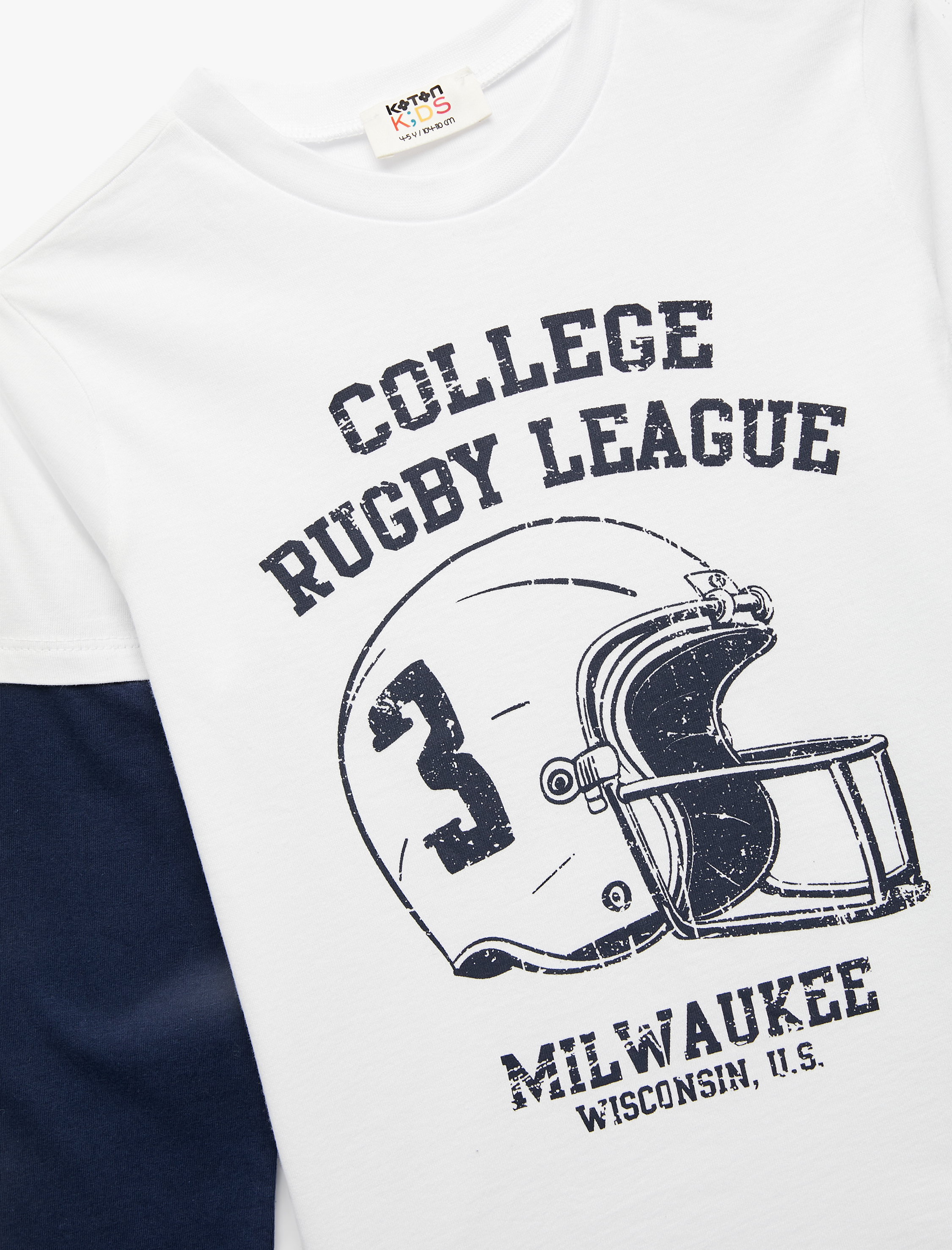  Erkek Çocuk Pamuklu Bisiklet Yaka Uzun Kollu Baskılı Tişört