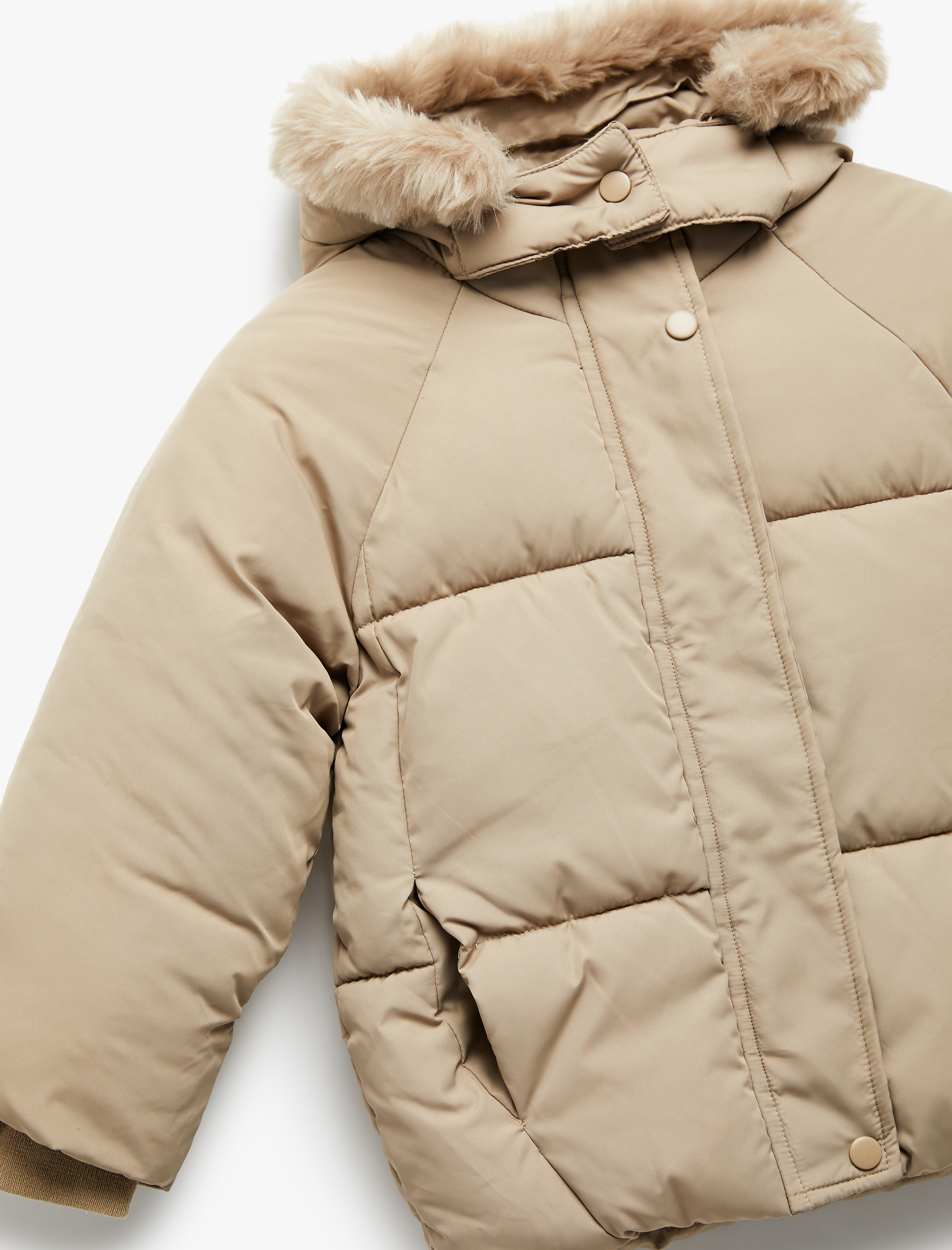  Kız Bebek Kapşonlu Uzun Kollu Kapitone Şişme Mont