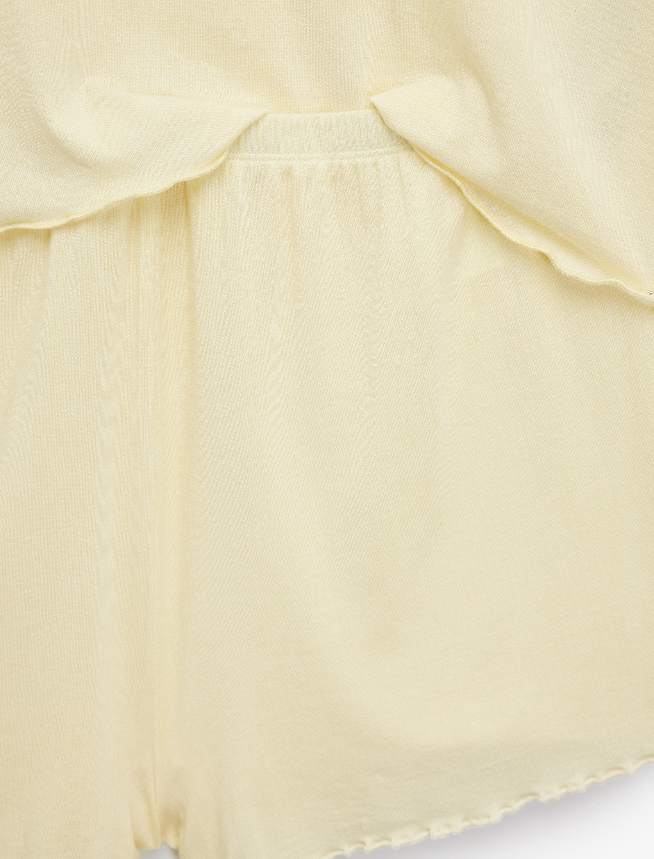   Rahat Kalıp Kısa Kollu Bisiklet Yaka Beli Lastikli Şort Modal Örme Pijama Takımı