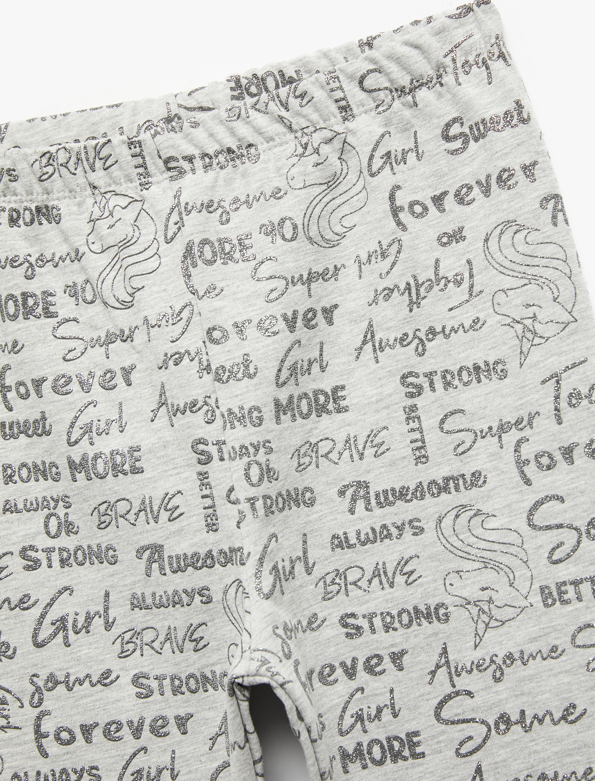  Kız Çocuk Sim Detaylı Baskılı Beli Lastikli Şardonlu Uzun Tayt