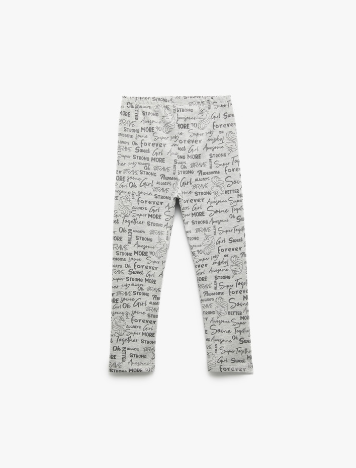 Kız Çocuk Sim Detaylı Baskılı Beli Lastikli Şardonlu Uzun Tayt