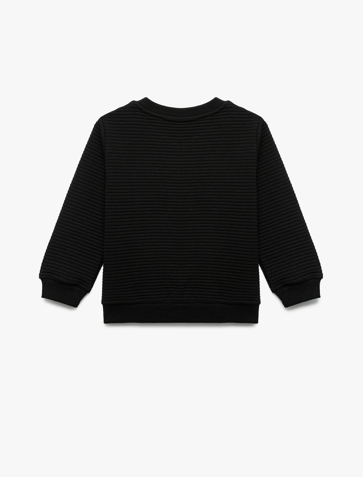 Erkek Bebek Uzun Kollu Bisiklet Yaka Dokulu Pamuklu Sweatshirt