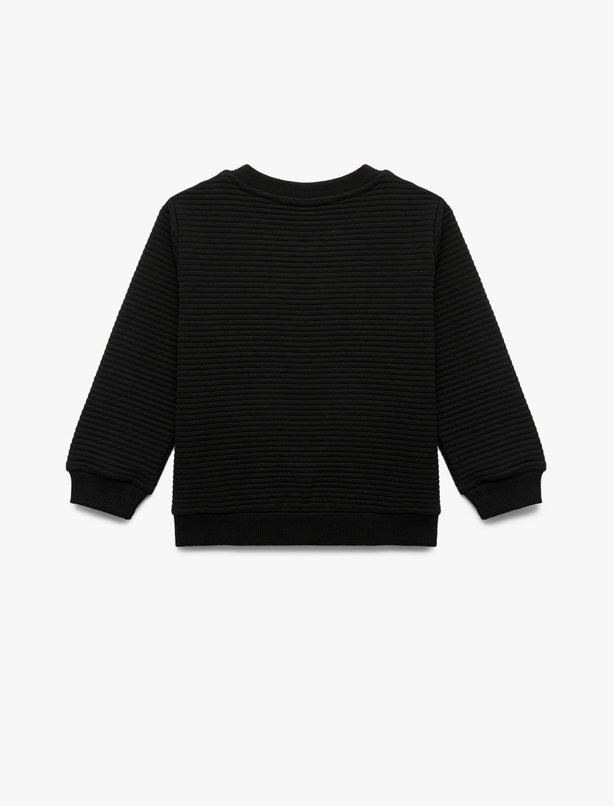  Erkek Bebek Uzun Kollu Bisiklet Yaka Dokulu Pamuklu Sweatshirt