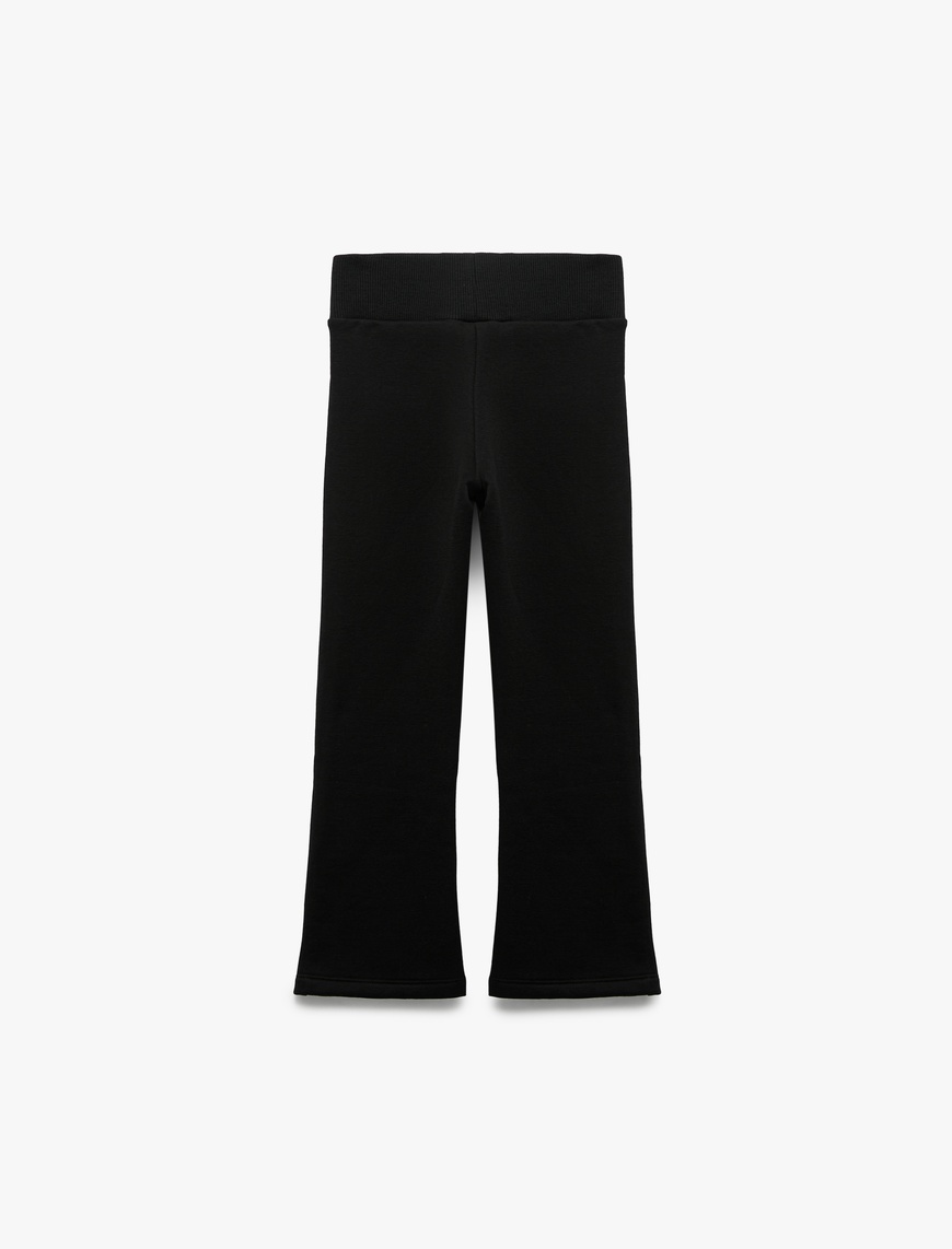  Kız Çocuk Beli Lastikli Şardonlu Basic İspanyol Paça Pantolon