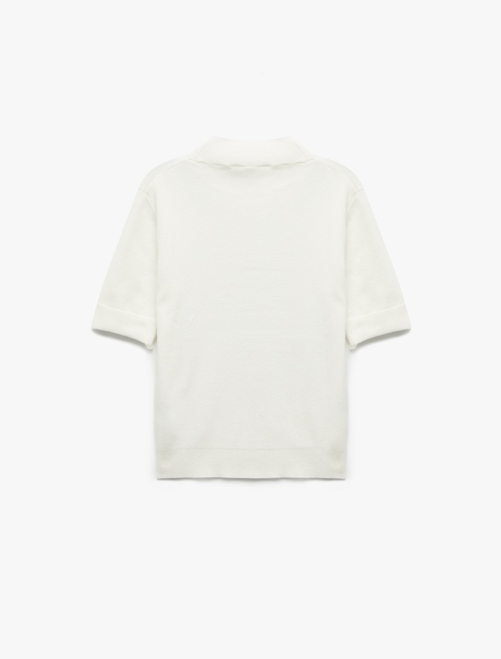  Kısa Kollu Dik Yaka Triko Oversize Kazak