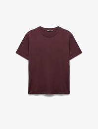 Pamuklu Kısa Kollu Bisiklet Yaka Basic Slim Fit Tişört