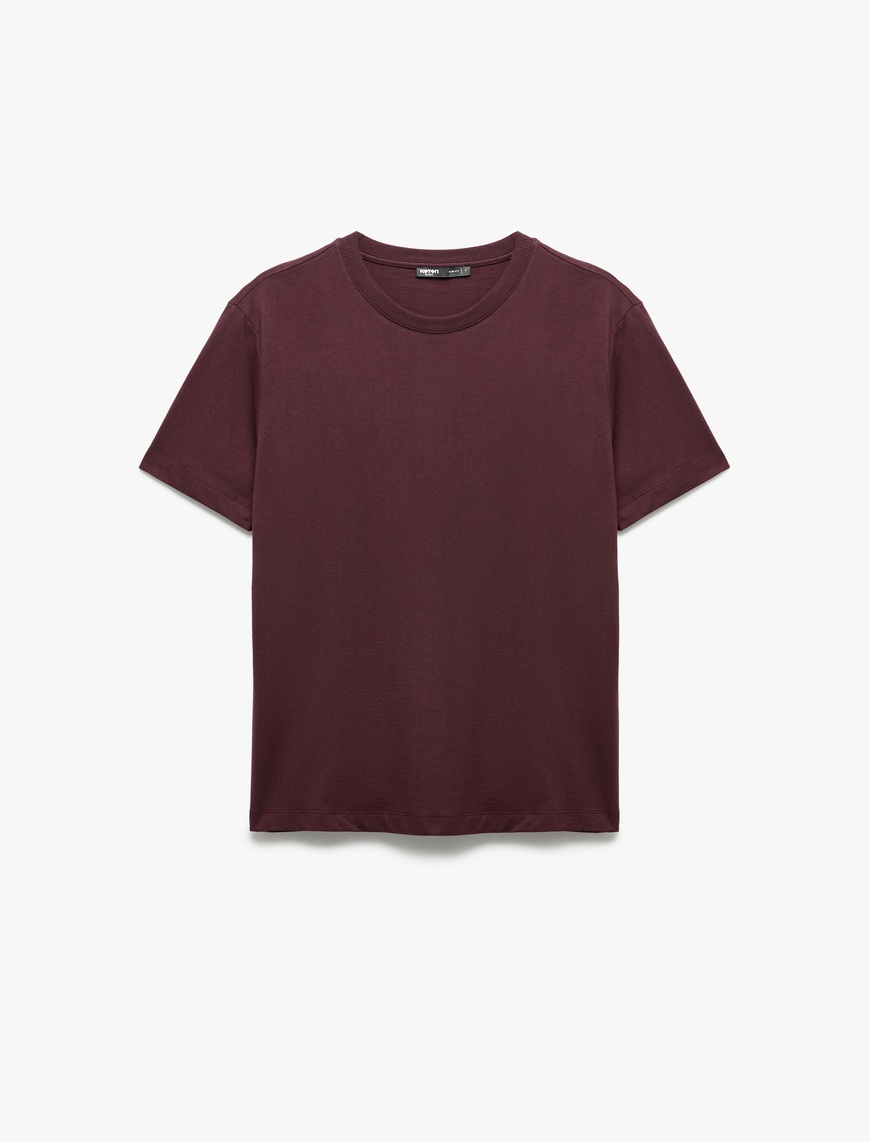   Pamuklu Kısa Kollu Bisiklet Yaka Basic Slim Fit Tişört