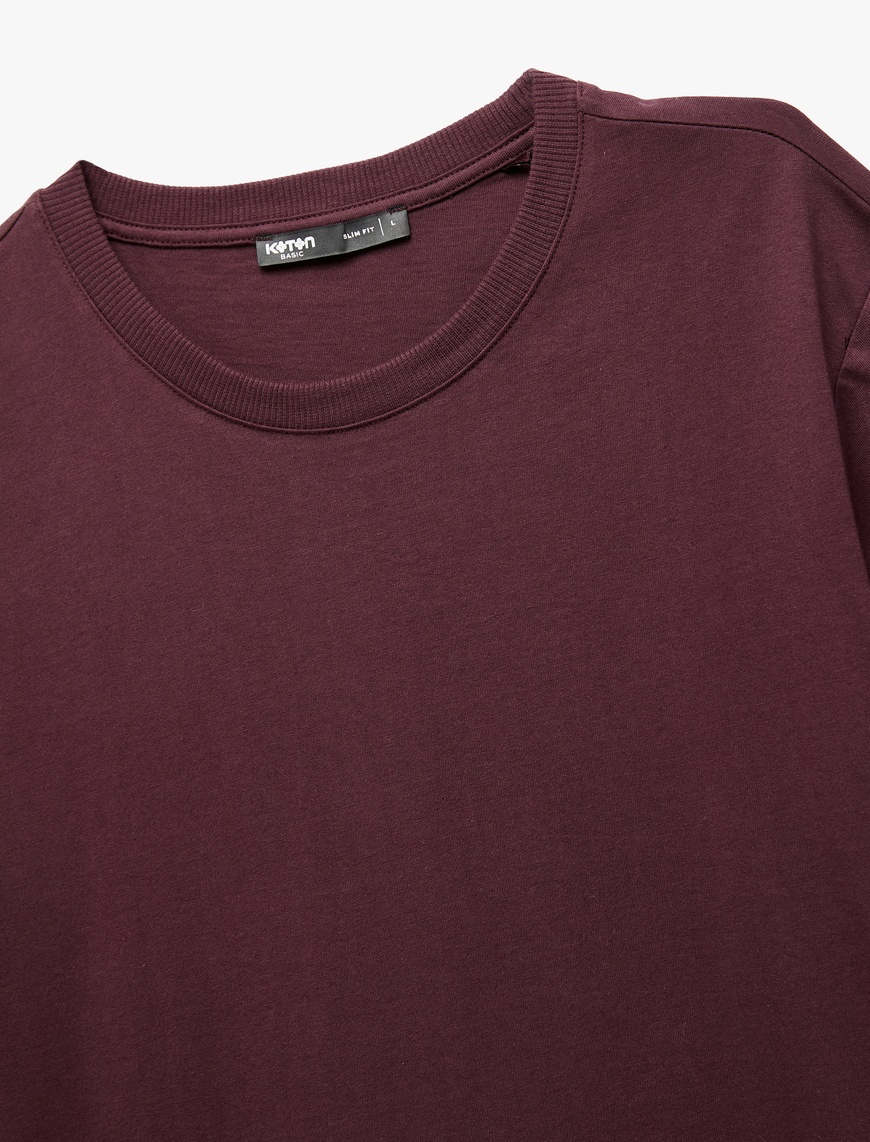   Pamuklu Kısa Kollu Bisiklet Yaka Basic Slim Fit Tişört