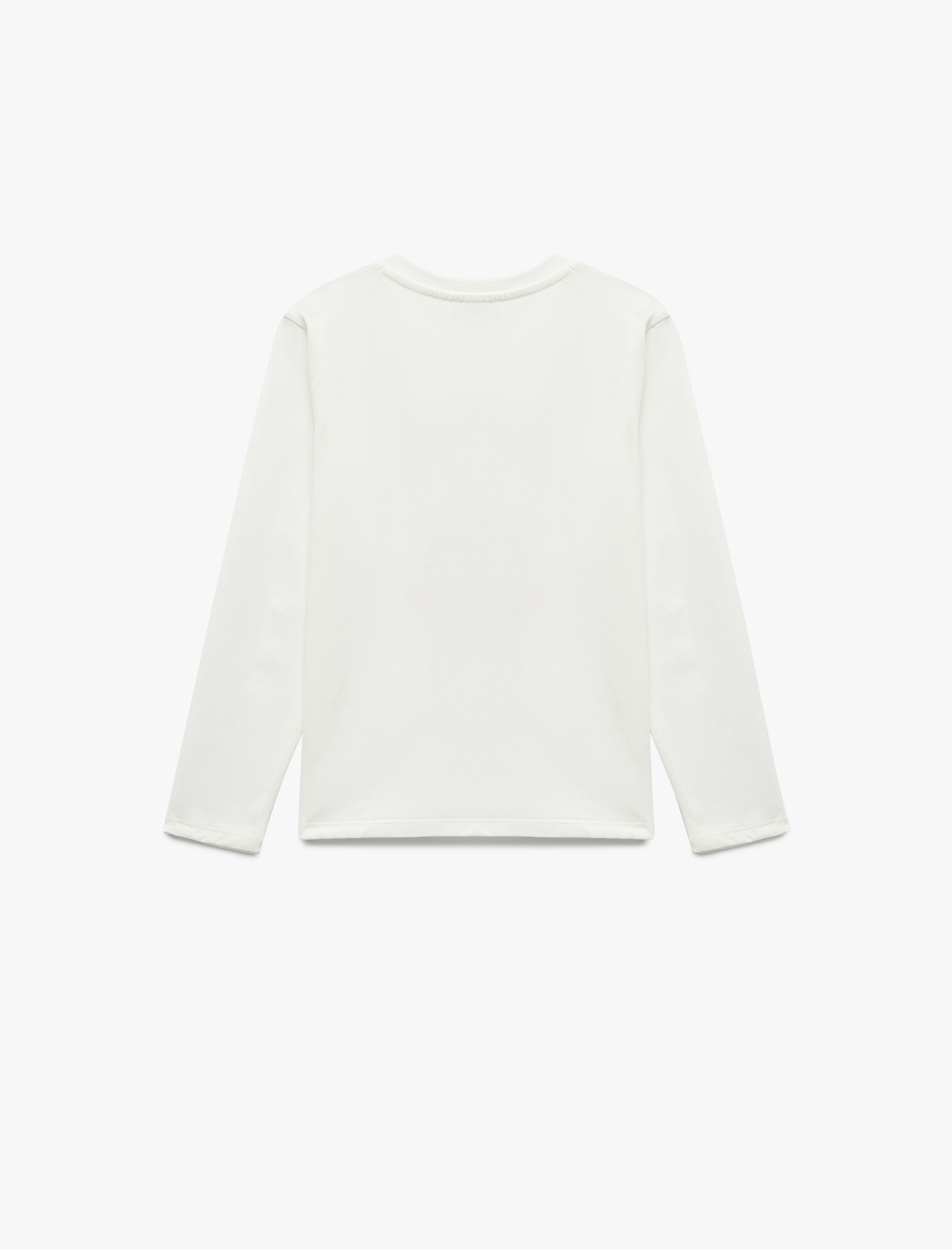 Kız Çocuk Pamuklu Uzun Kollu Bisiklet Yaka Unicorn Baskılı Tişört