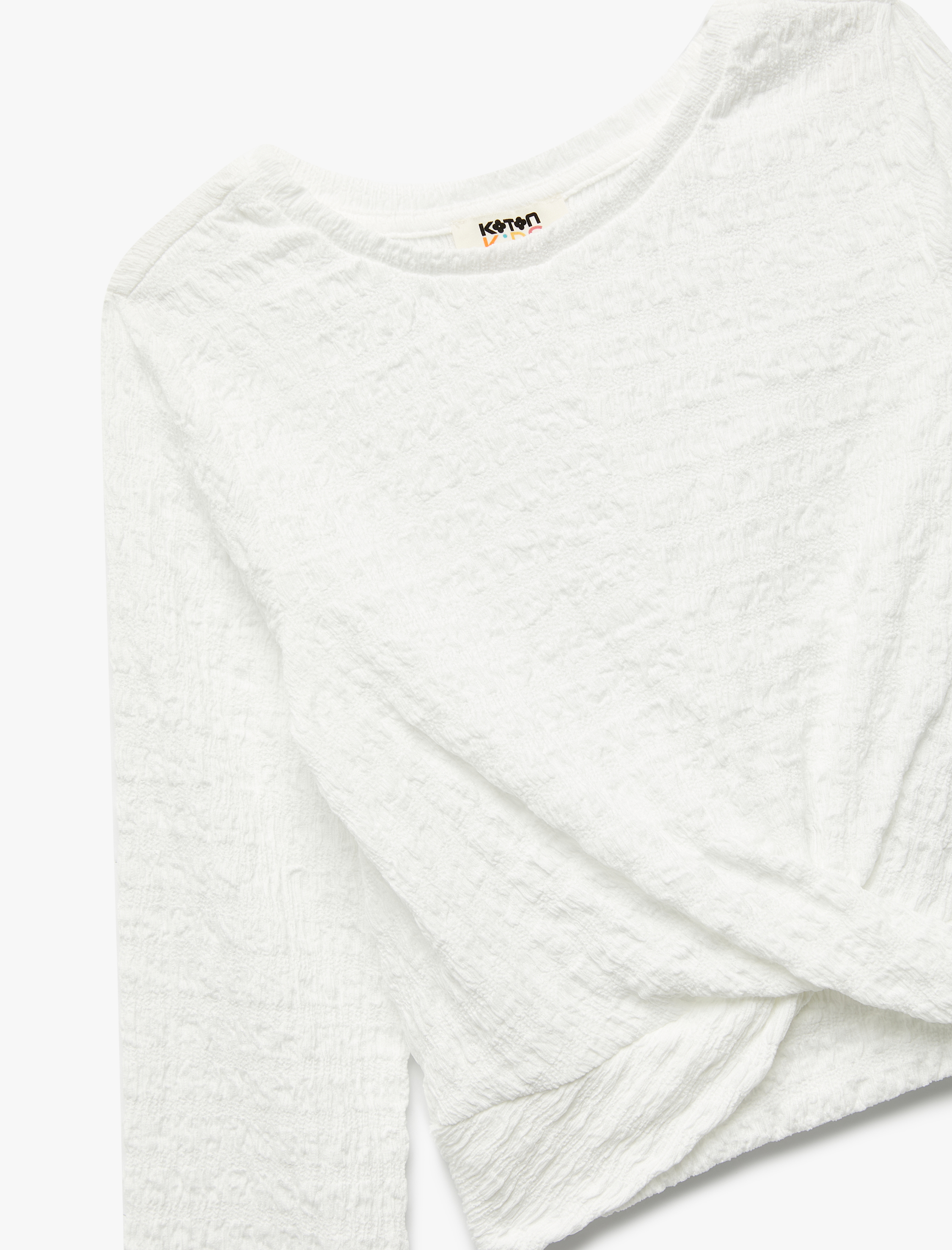  Kız Çocuk Uzun Kollu Bisiklet Yaka Crop Bluz