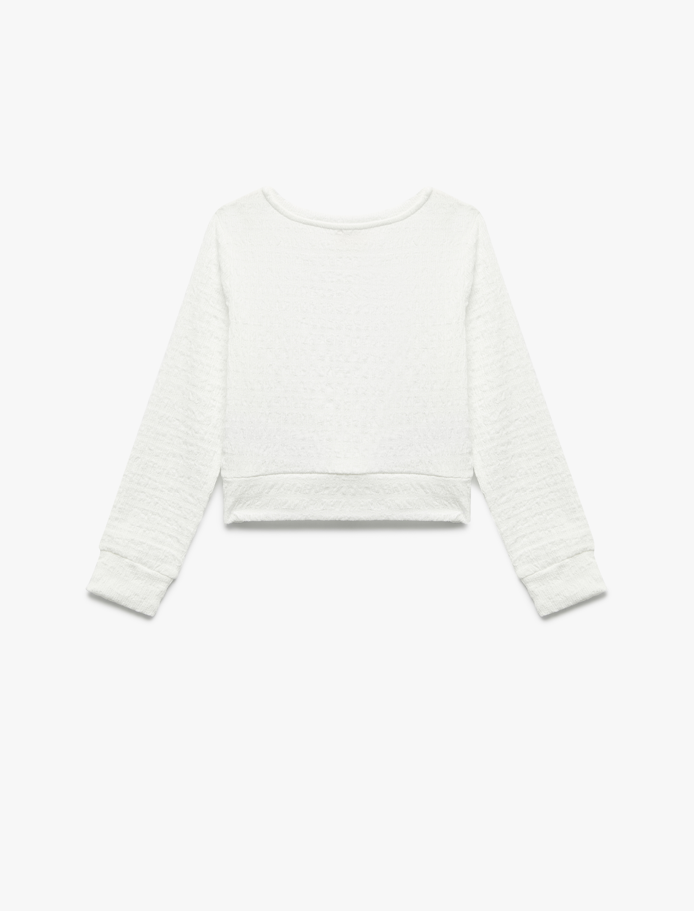  Kız Çocuk Uzun Kollu Bisiklet Yaka Crop Bluz