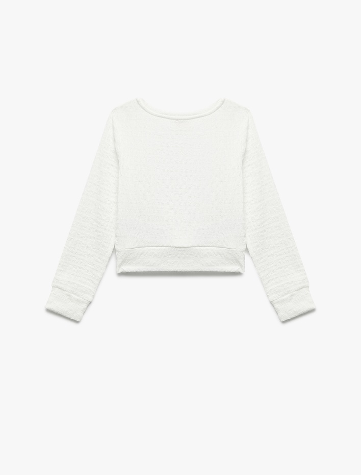 Kız Çocuk Uzun Kollu Bisiklet Yaka Crop Bluz