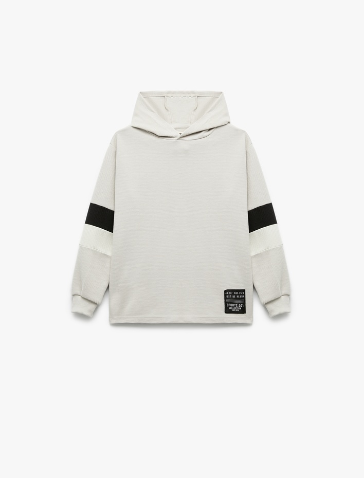 Erkek Çocuk Uzun Kollu Renk Bloklu Kapşonlu Sweatshirt