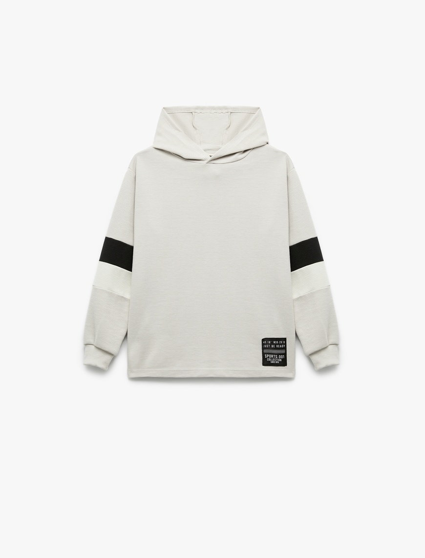  Erkek Çocuk Uzun Kollu Renk Bloklu Kapşonlu Sweatshirt