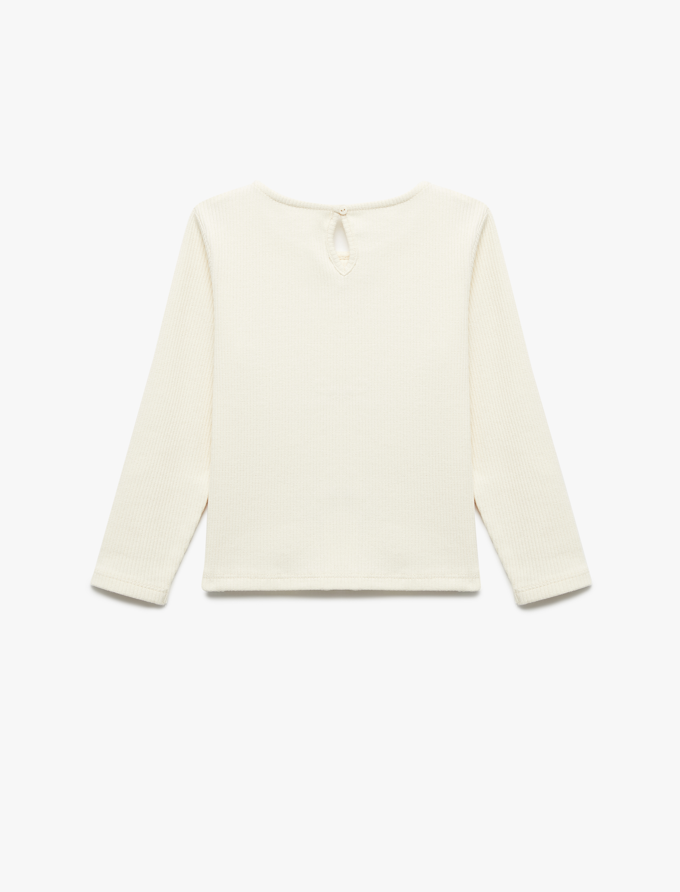  Kız Bebek Fiyonklu Bisiklet Yaka Uzun Kollu Pamuklu Tişört