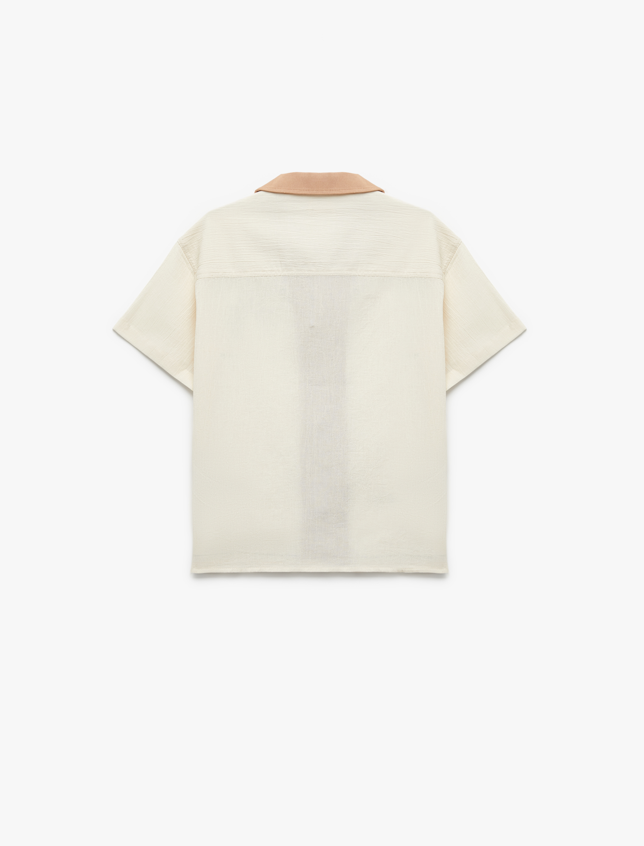  Erkek Çocuk Palmiye Baskılı Düğmeli Pamuklu Kısa Kollu Gömlek