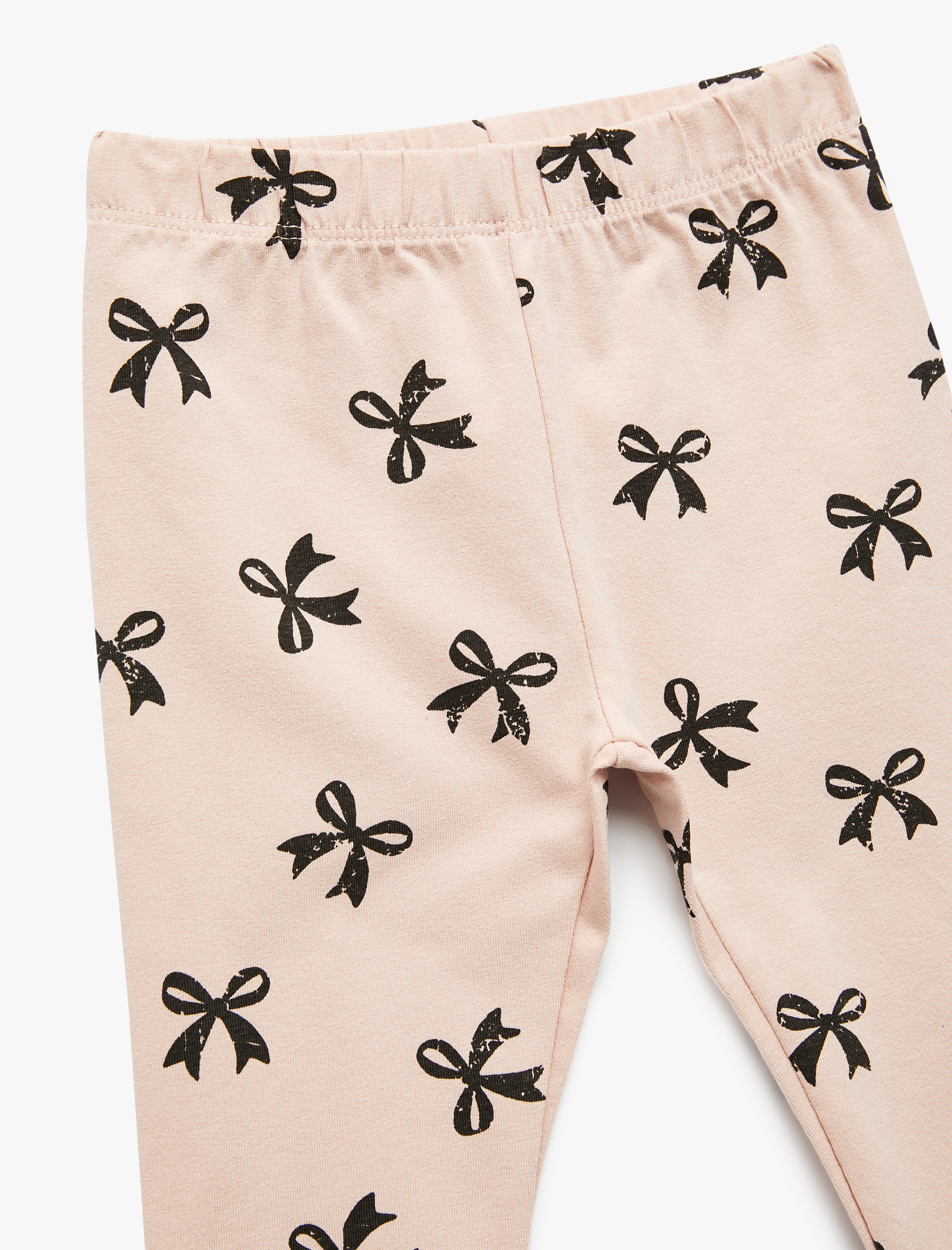  Kız Bebek Fiyonk Detaylı Beli Lastikli Pamuklu Uzun Tayt