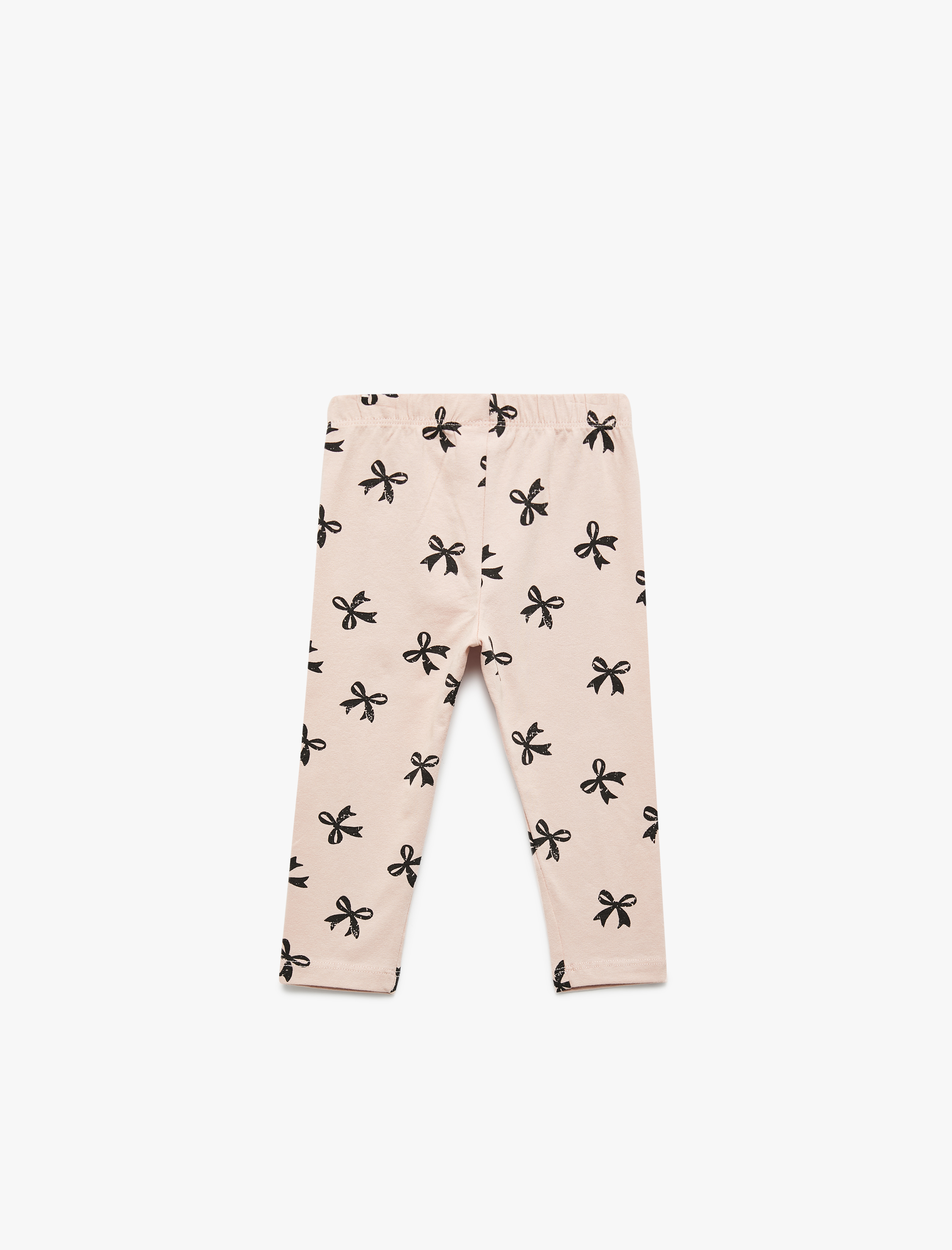  Kız Bebek Fiyonk Detaylı Beli Lastikli Pamuklu Uzun Tayt