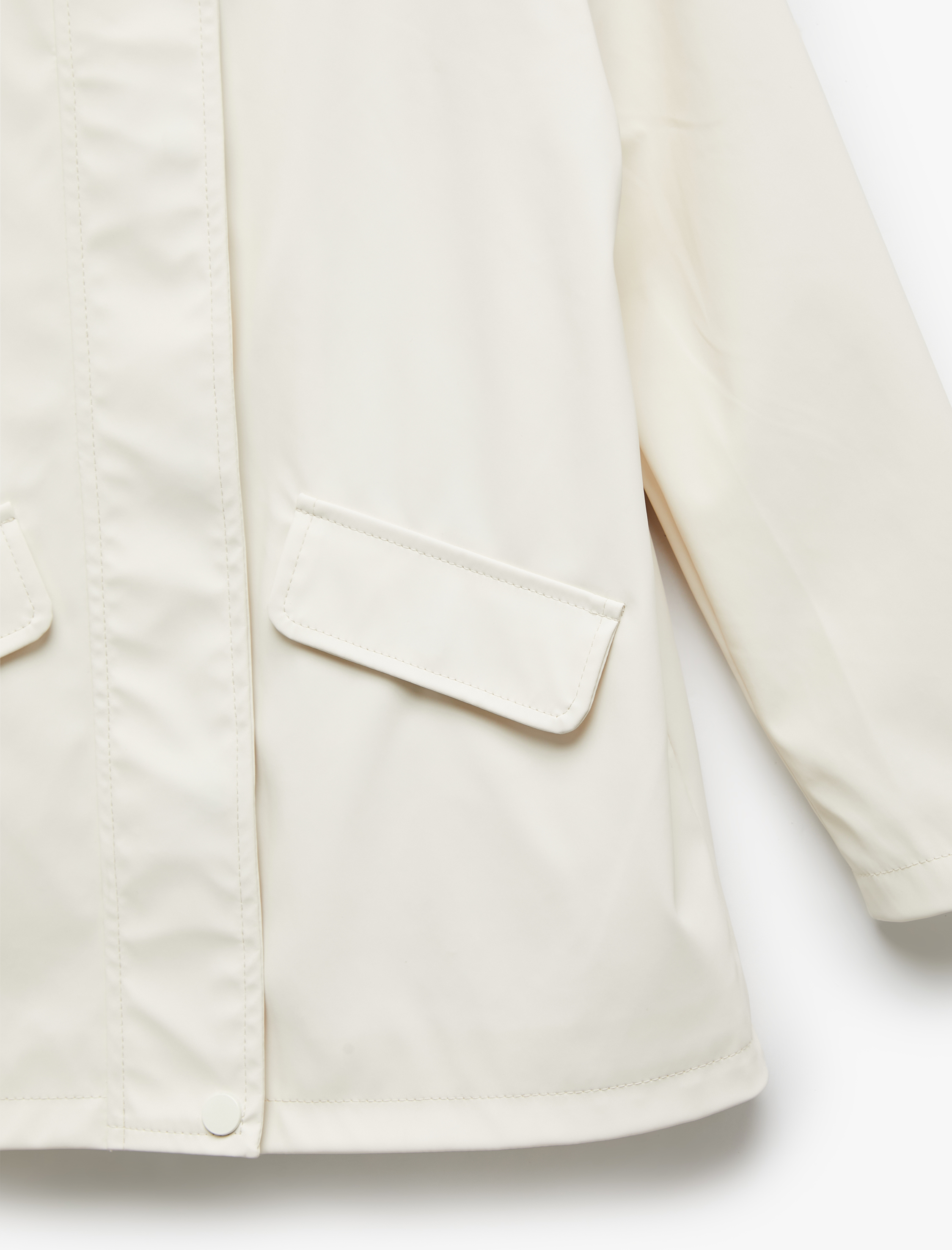  Kız Çocuk Kapşonlu Uzun Kollu Kapaklı Cepli Yağmurluk