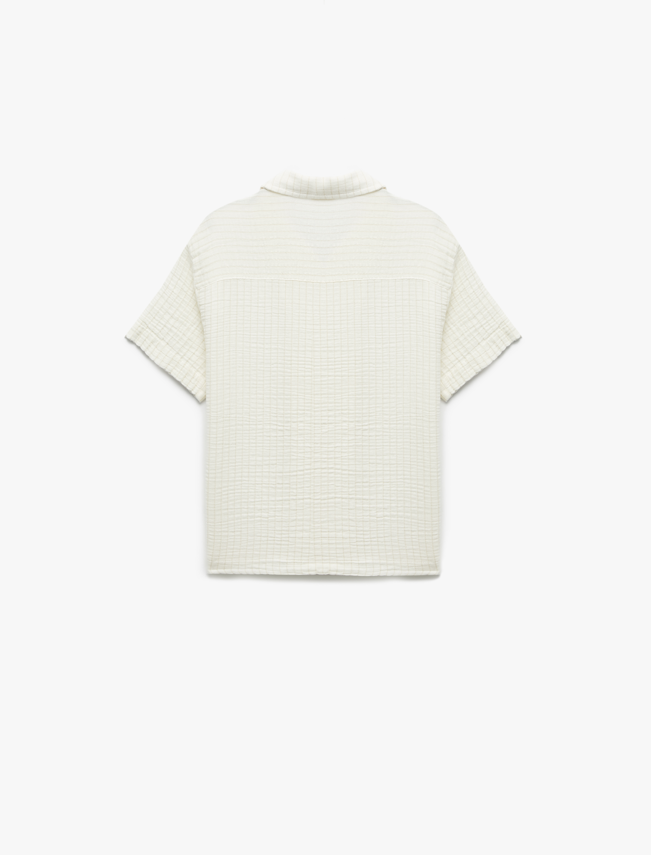  Erkek Çocuk Pamuklu Düğmeli Kısa Kollu Müslin Gömlek