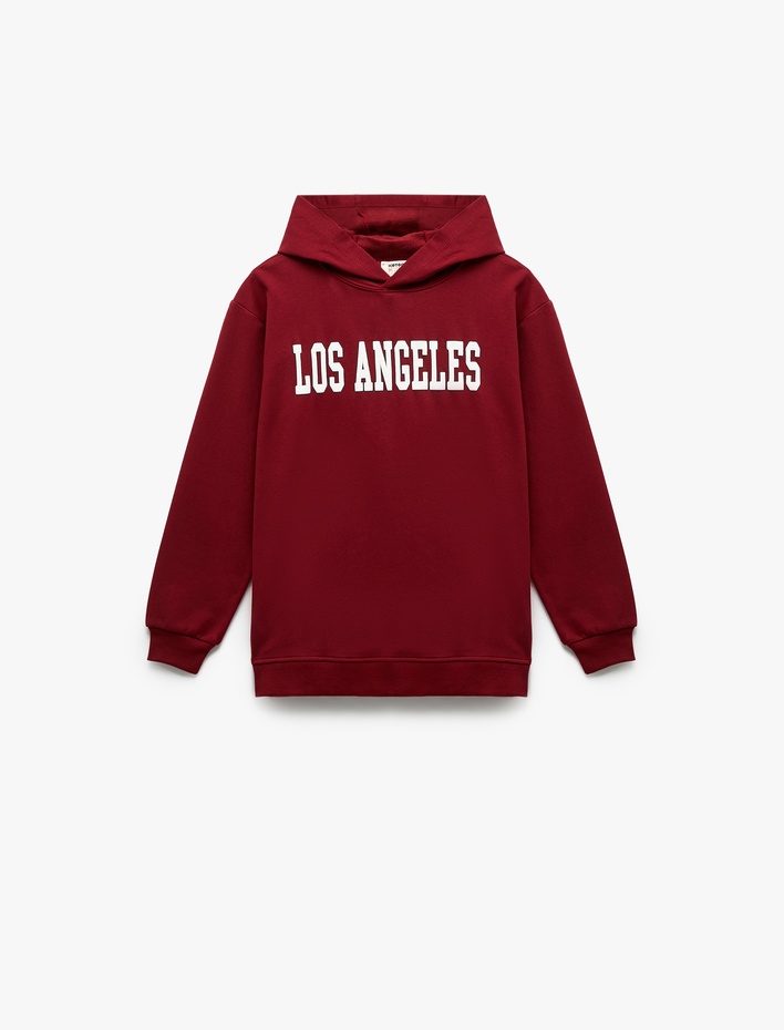 Erkek Çocuk Uzun Kollu Baskılı Şardonlu Kapşonlu Sweatshirt