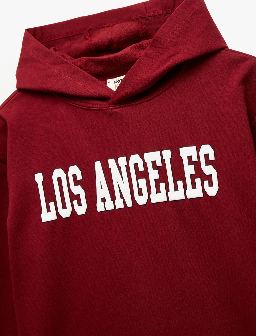  Erkek Çocuk Uzun Kollu Baskılı Şardonlu Kapşonlu Sweatshirt