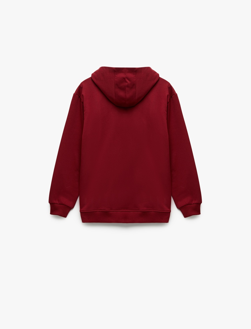  Erkek Çocuk Uzun Kollu Baskılı Şardonlu Kapşonlu Sweatshirt