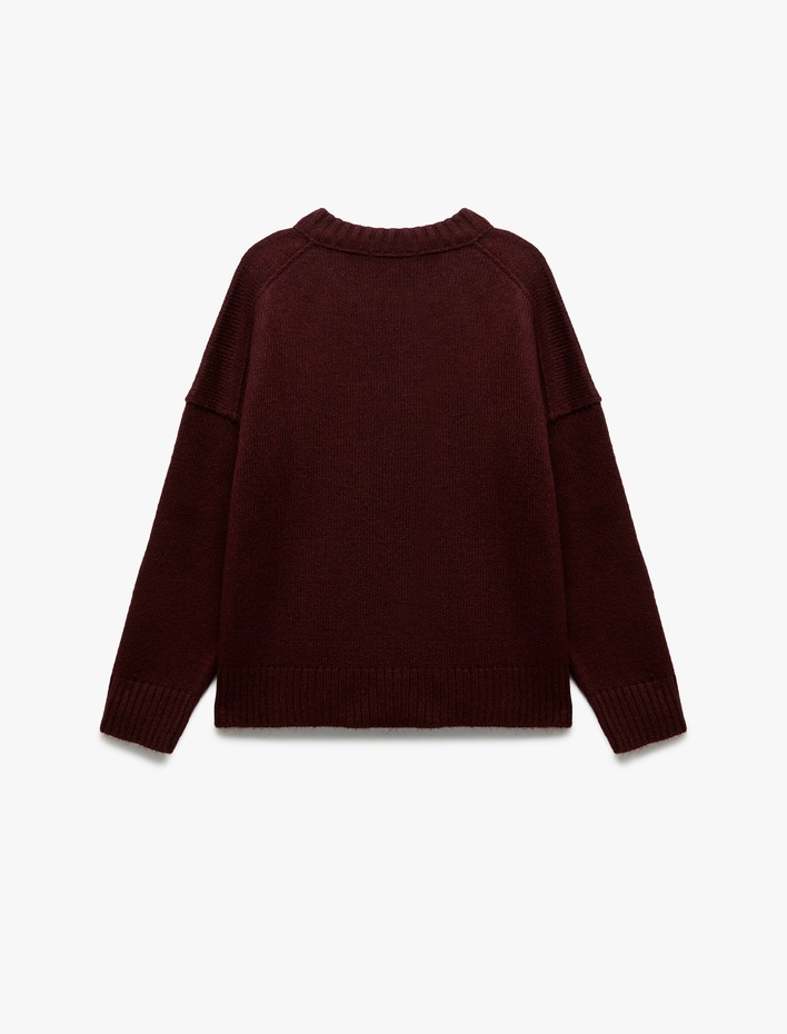  Uzun Kollu Bisiklet Yaka Triko Oversize Kazak