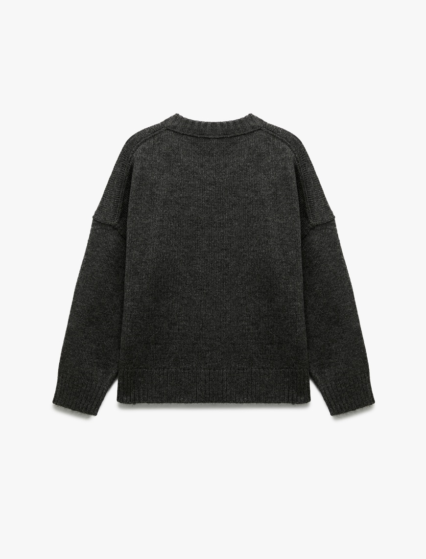   Uzun Kollu Bisiklet Yaka Triko Oversize Kazak