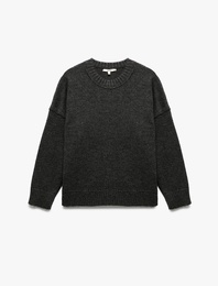 Uzun Kollu Bisiklet Yaka Triko Oversize Kazak