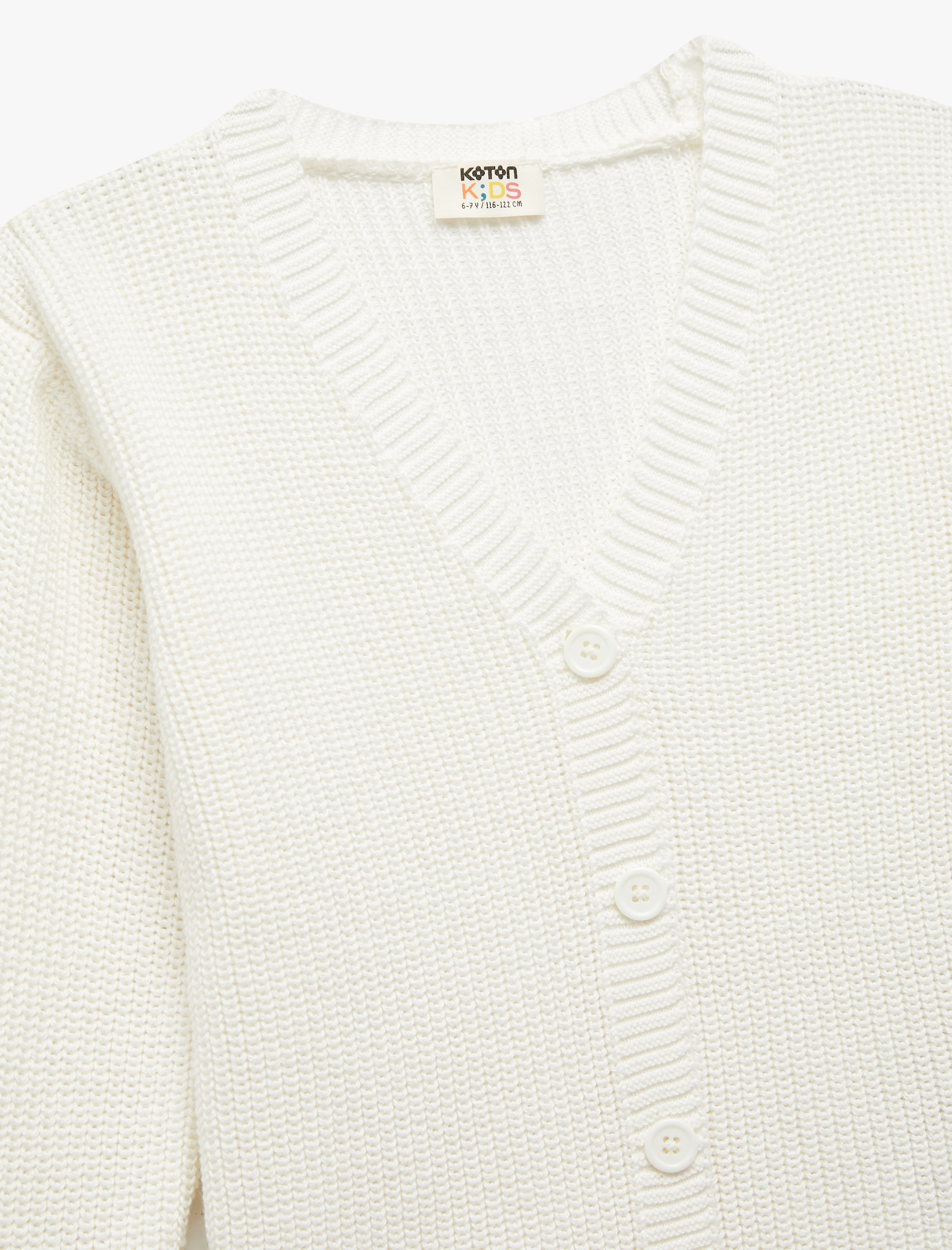  Kız Çocuk V Yaka Uzun Kollu Basic Triko Hırka