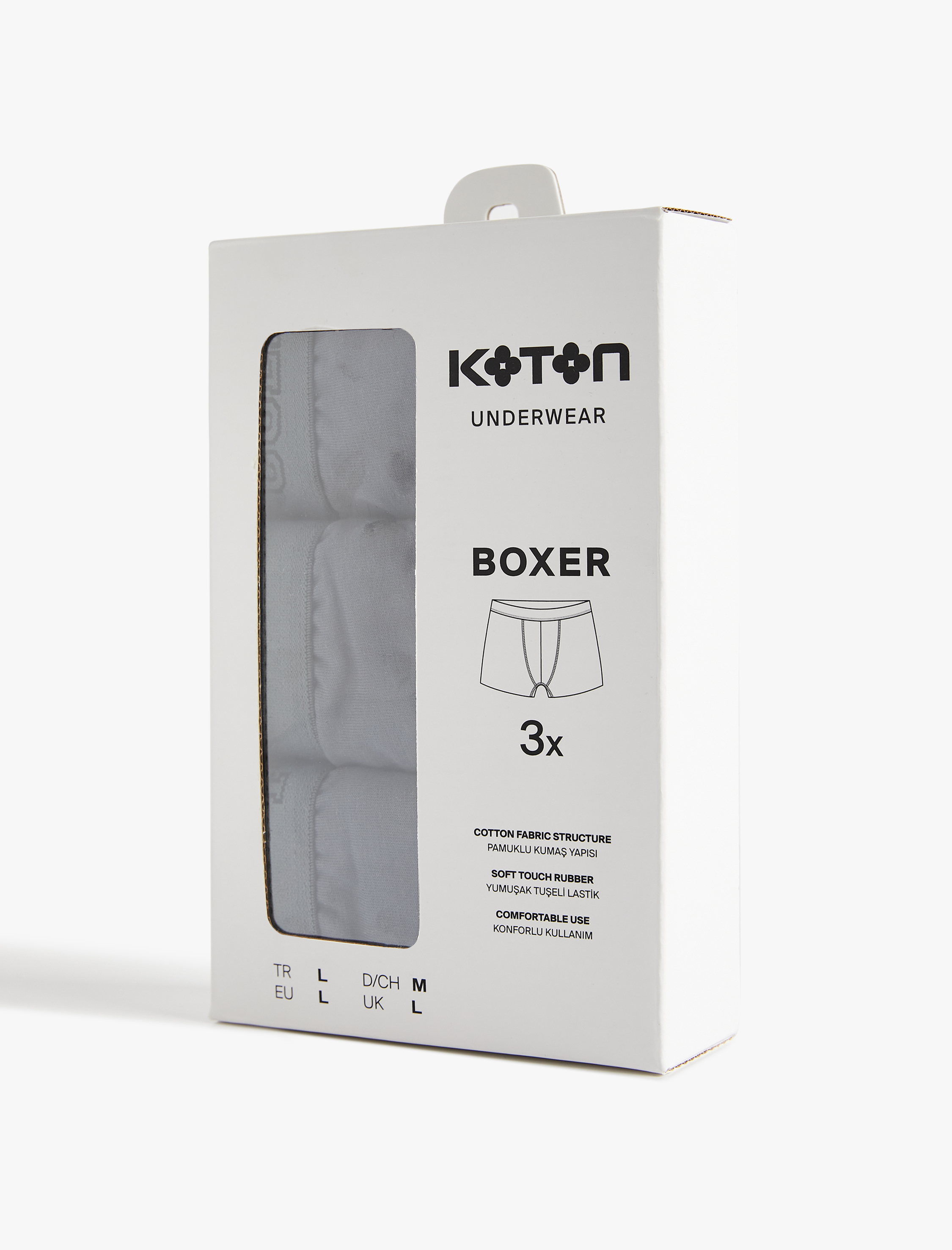 Beli Baskı Detaylı Pamuklu 3'lü Boxer Seti