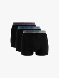 Lastikli Baskı Detaylı Pamuklu 3'lü Boxer Seti