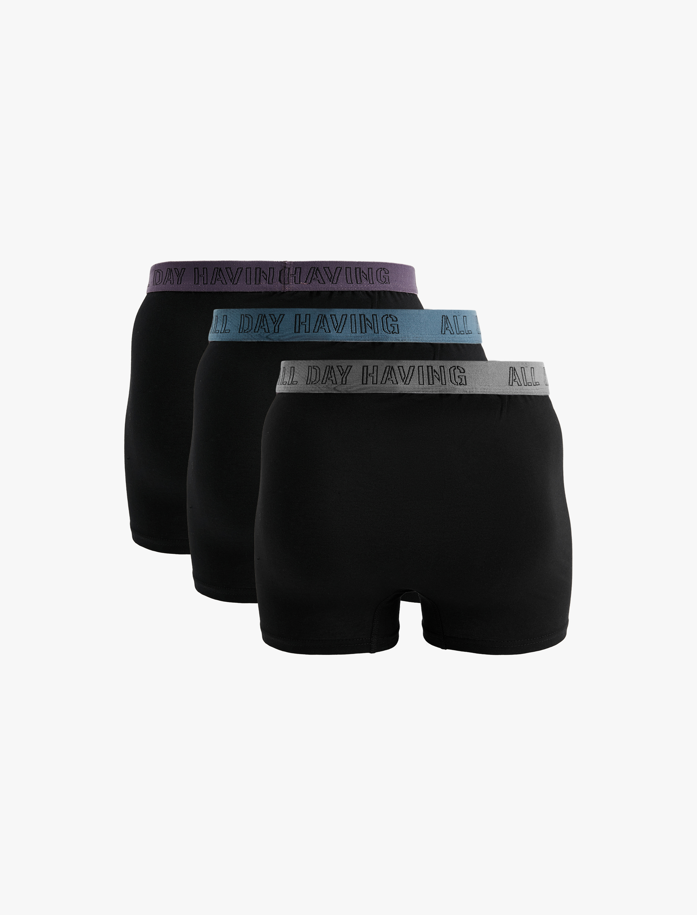 Lastikli Baskı Detaylı Pamuklu 3'lü Boxer Seti