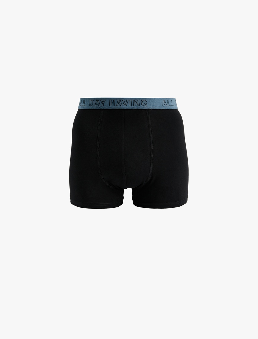   Lastikli Baskı Detaylı Pamuklu 3'lü Boxer Seti
