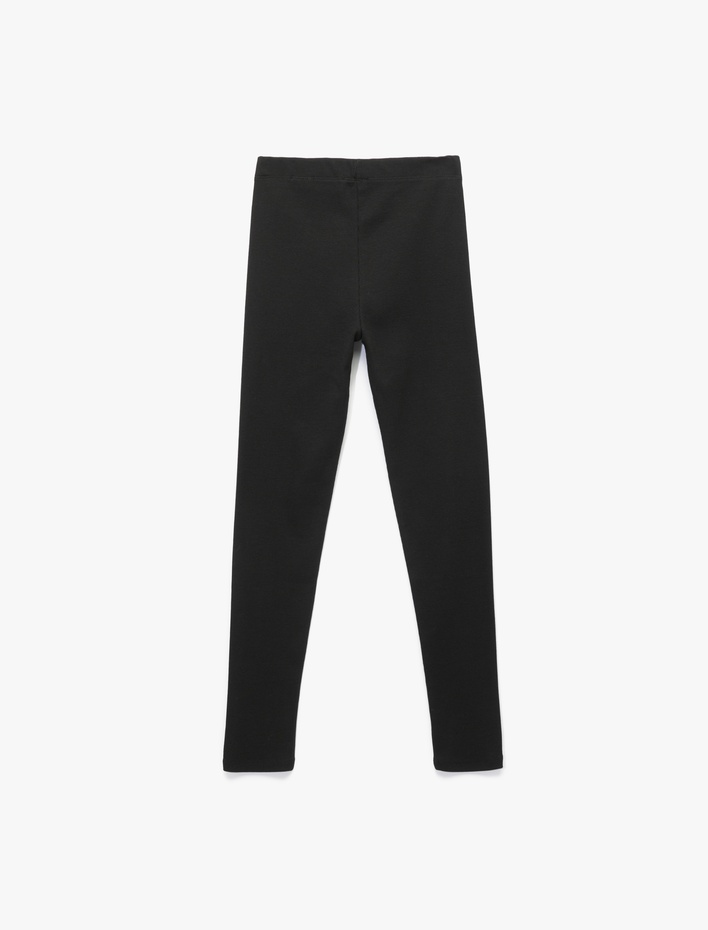 Kız Çocuk Beli Lastikli Kaşkorse Pamuklu Ribanalı Basic Tayt