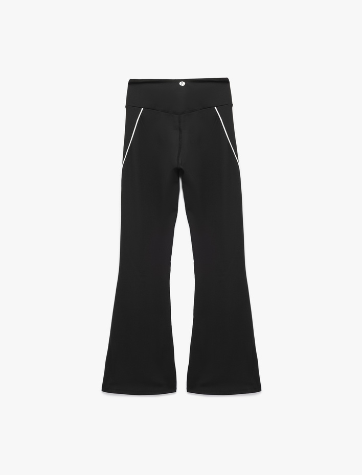  Yüksek Bel Biyeli İnterlok İspanyol Paça Spor Tayt