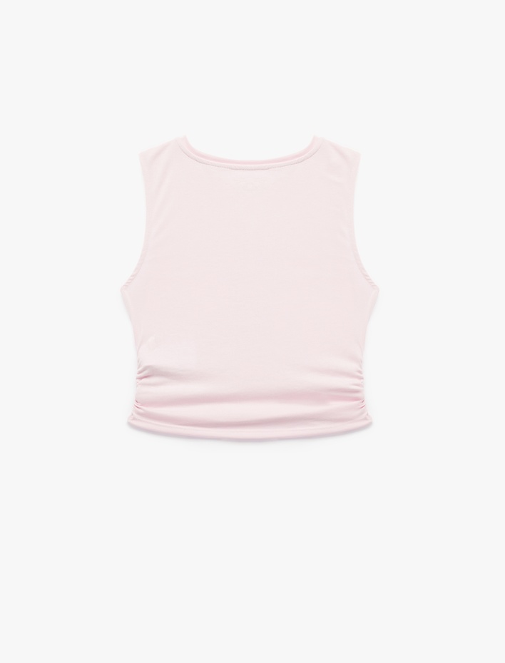  Kolsuz Bisiklet Yaka Slim Fit Büzgülü Modal Sporcu Atleti