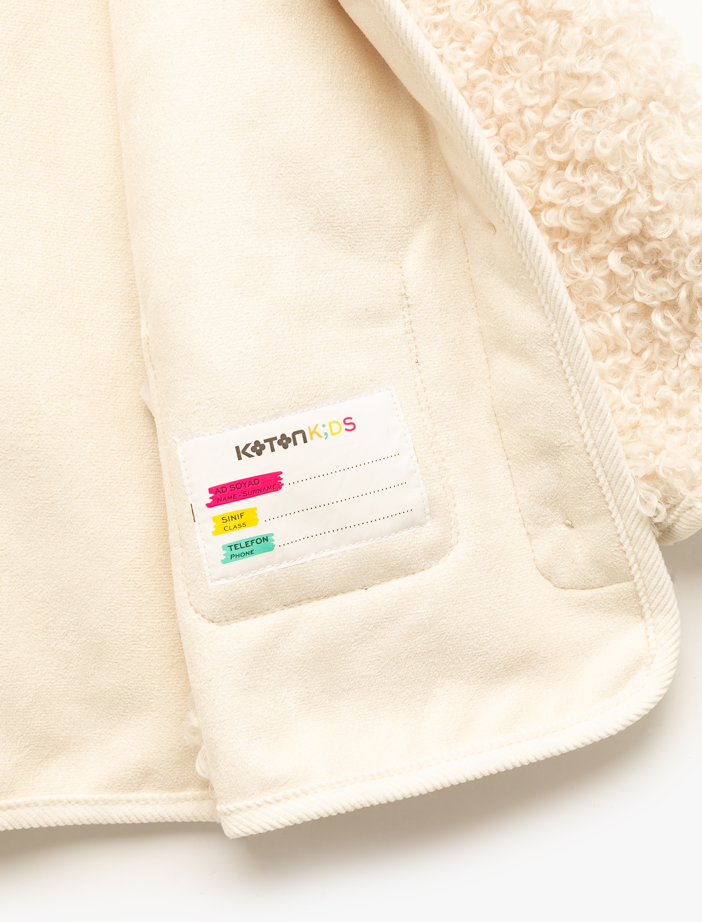  Kız Bebek Uzun Kollu Cep Detaylı Kapşonlu Peluş Mont