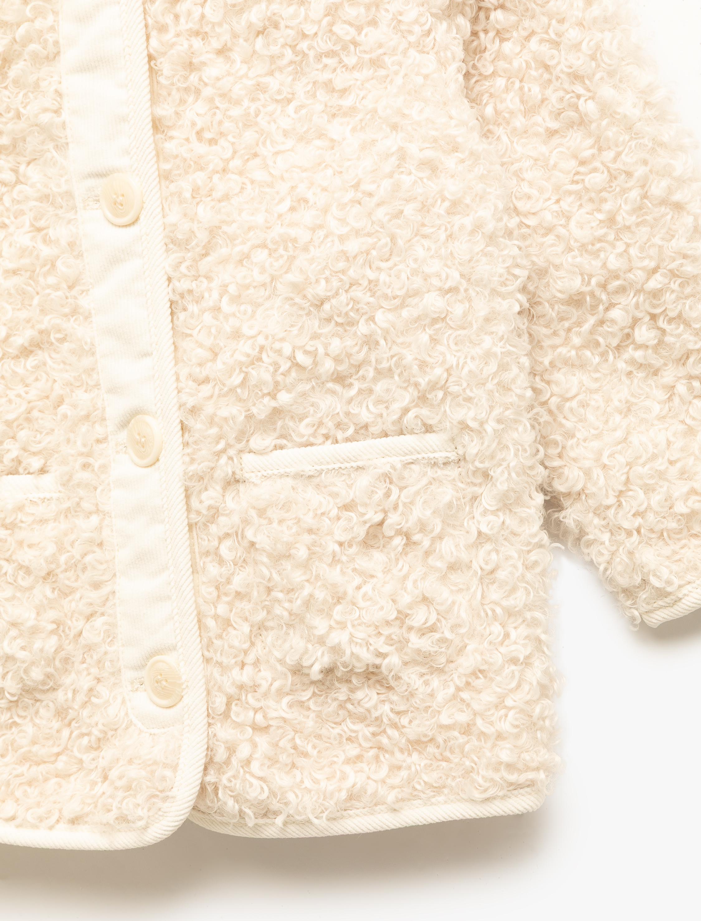  Kız Bebek Uzun Kollu Cep Detaylı Kapşonlu Peluş Mont