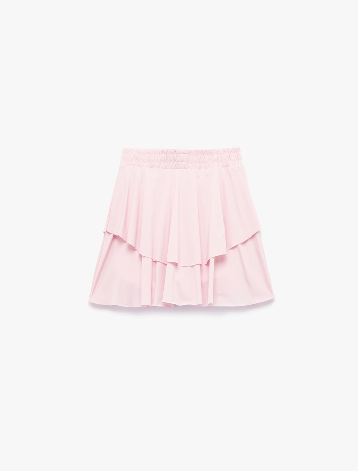  Katlı Mini Volanlı Spor Şort Etek