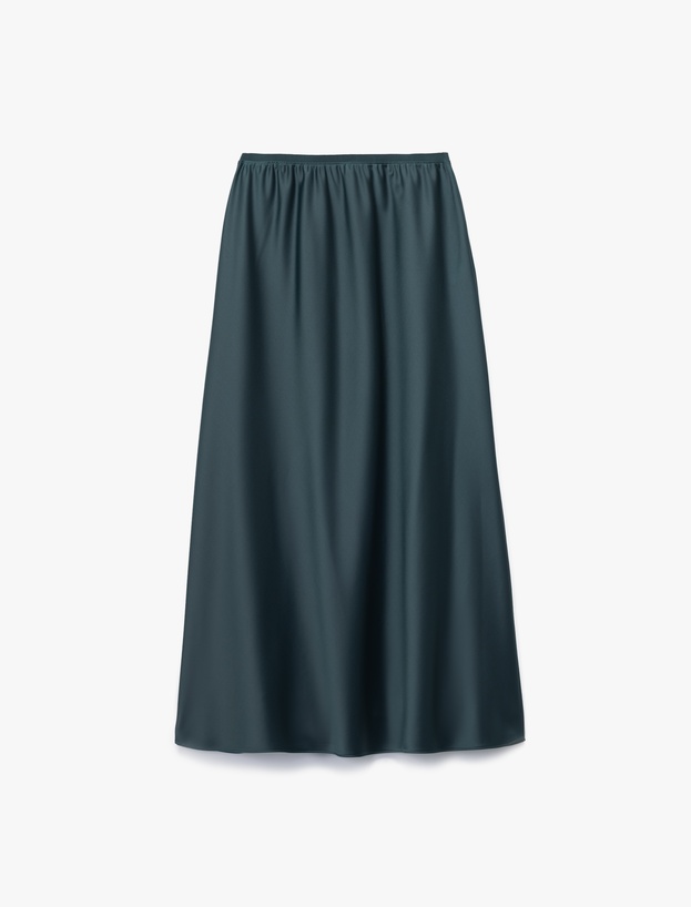 Standart Bel Regular Fit Saten Midi Etek_0