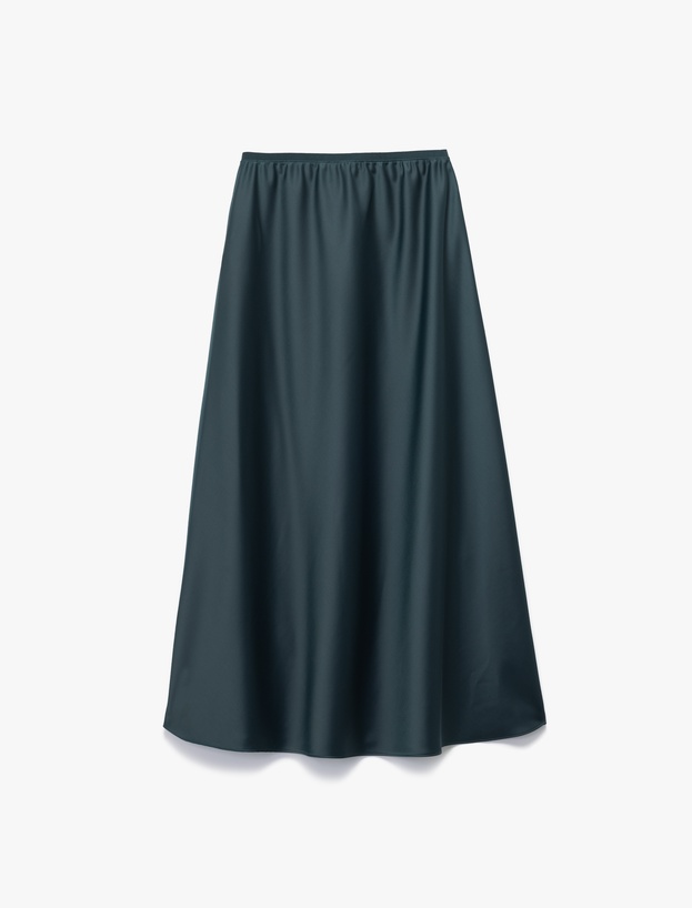 Standart Bel Regular Fit Saten Midi Etek_1