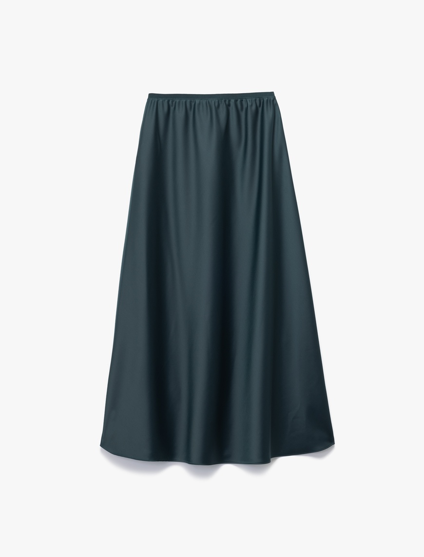   Standart Bel Regular Fit Saten Midi Etek